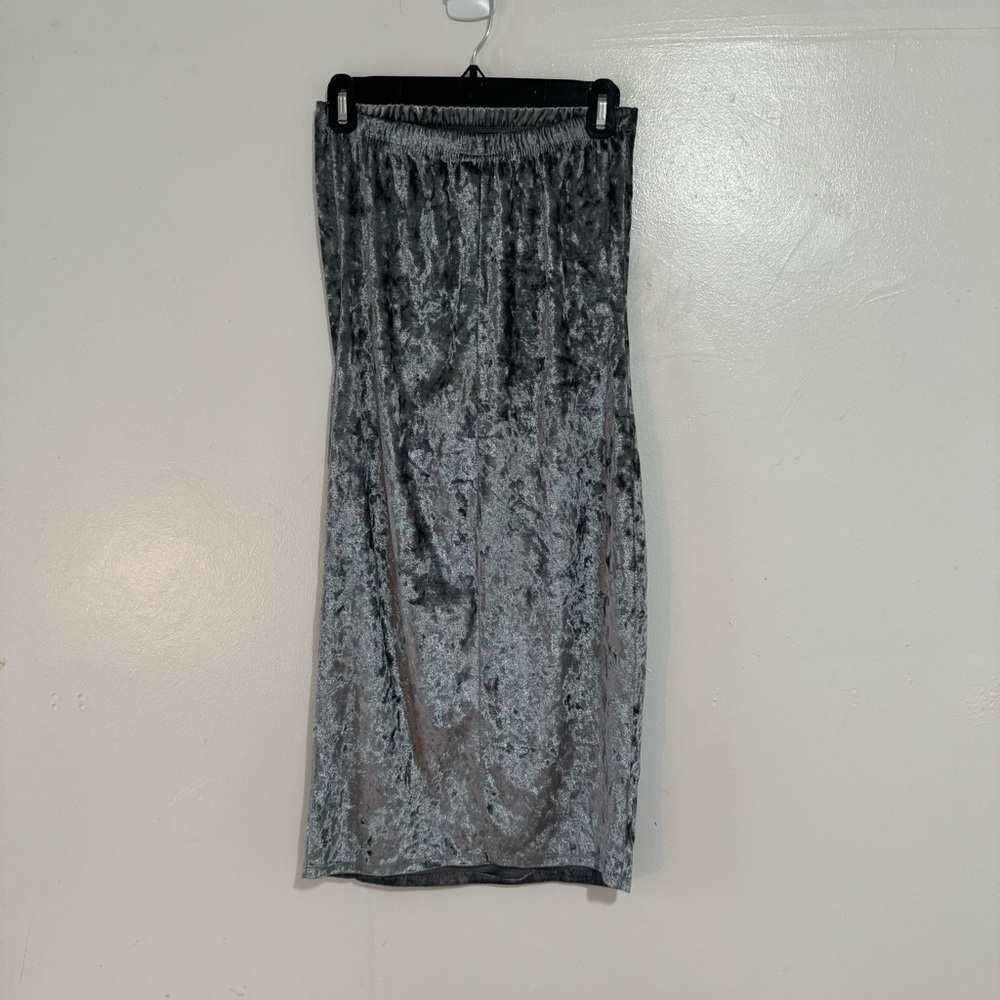 L Crushed Velvet Pencil Skirt